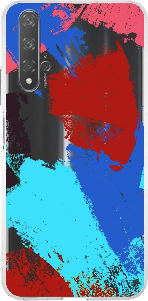 Huawei Honor 20 Lite Uyumlu Kapak Brush Stroke Tasarımlı Şeffaf Silikon Kılıf