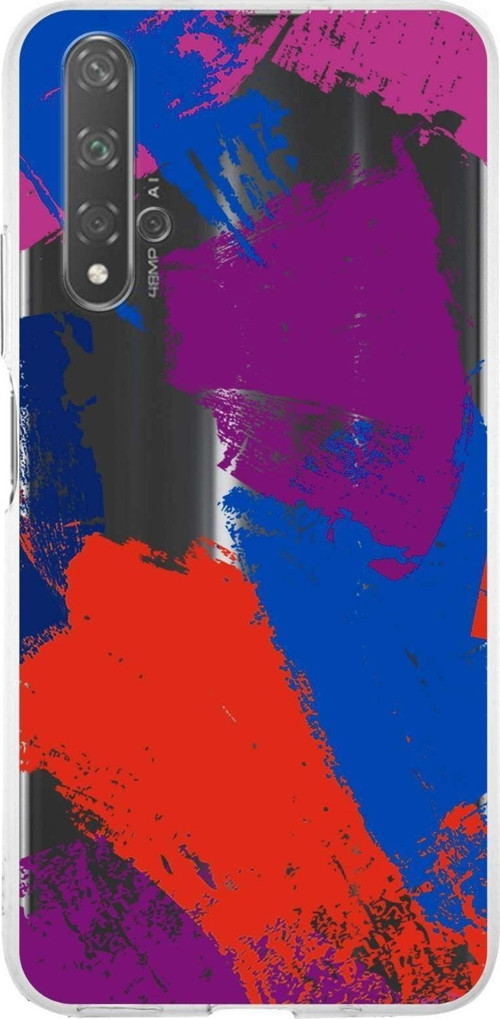 Huawei Honor 20 Uyumlu Kapak Brush Stroke Tasarımlı Şeffaf Silikon Kılıf
