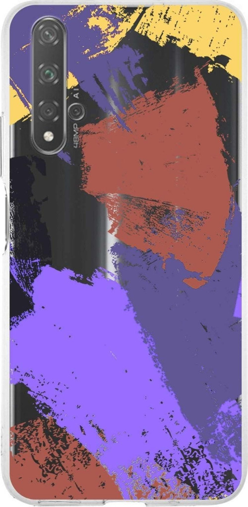 Huawei Honor 20 Uyumlu Kapak Brush Stroke Tasarımlı Şeffaf Silikon Kılıf