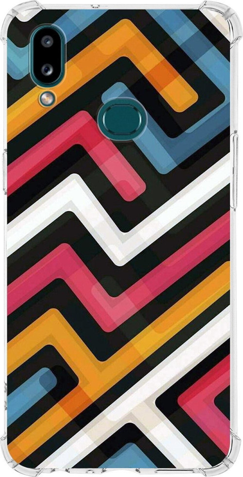 Galaxy A10S Uyumlu Köşe Korumalı Antişok Kapak Labirent Tasarımlı Şeffaf Kılıf