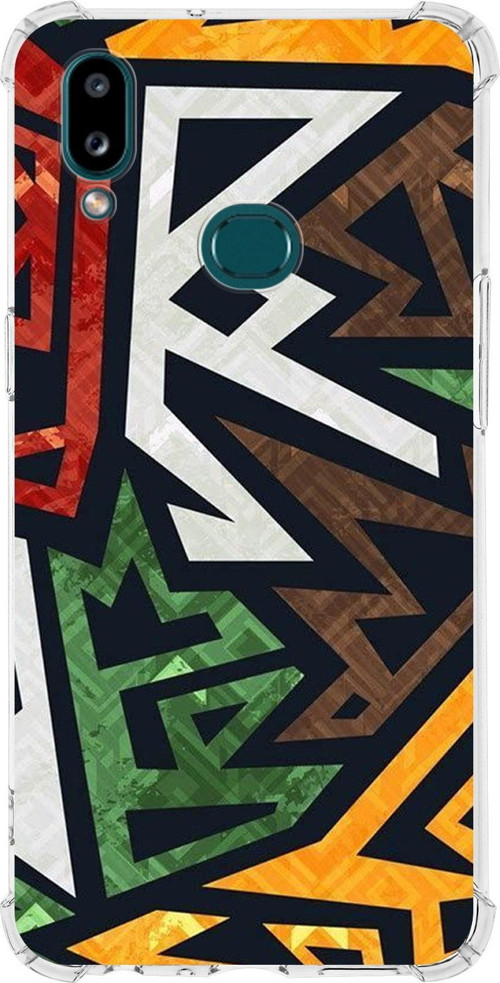 Galaxy A10S Uyumlu Köşe Korumalı Antişok Kapak Soyut Grafiti Tasarımlı Şeffaf Kılıf