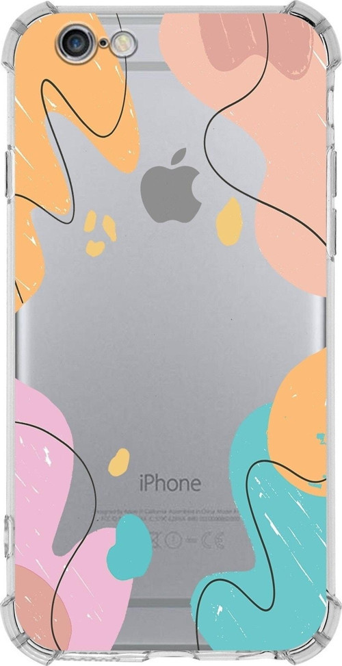 Apple Iphone 6S Plus Uyumlu Köşe Korumalı Antişok Kapak Karışık Renkler Tasarımlı Şeffaf Kılıf