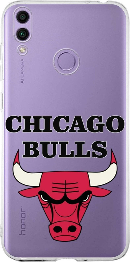 Huawei Honor 8C Uyumlu Kapak Chicago Bulls Tasarımlı Şeffaf Silikon Kılıf
