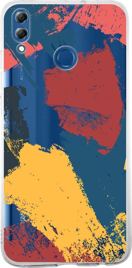 Huawei Honor 8X Uyumlu Kapak Brush Stroke Tasarımlı Şeffaf Silikon Kılıf