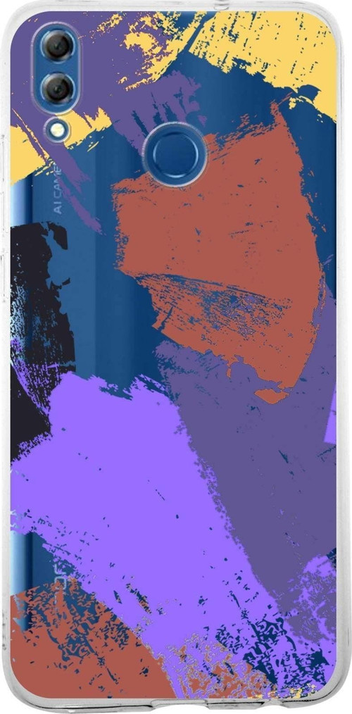 Huawei Honor 8X Uyumlu Kapak Brush Stroke Tasarımlı Şeffaf Silikon Kılıf