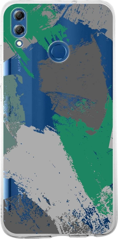 Huawei Honor 8X Uyumlu Kapak Brush Stroke Tasarımlı Şeffaf Silikon Kılıf
