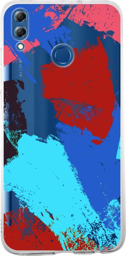 Huawei Honor 8X Uyumlu Kapak Brush Stroke Tasarımlı Şeffaf Silikon Kılıf