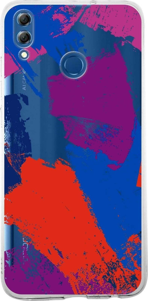 Huawei Honor 8X Uyumlu Kapak Brush Stroke Tasarımlı Şeffaf Silikon Kılıf