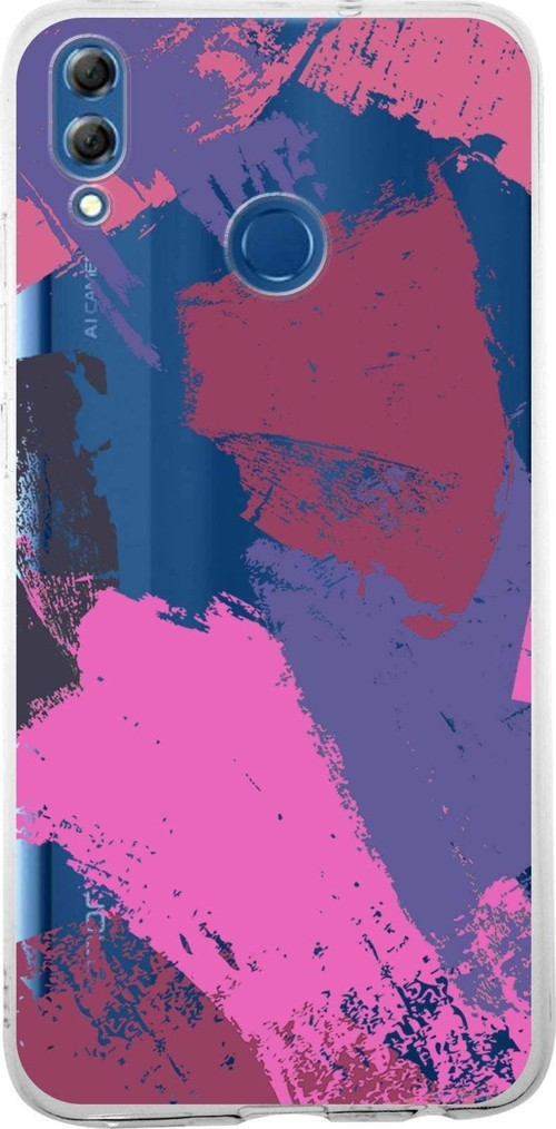 Huawei Honor 8X Uyumlu Kapak Brush Stroke Tasarımlı Şeffaf Silikon Kılıf