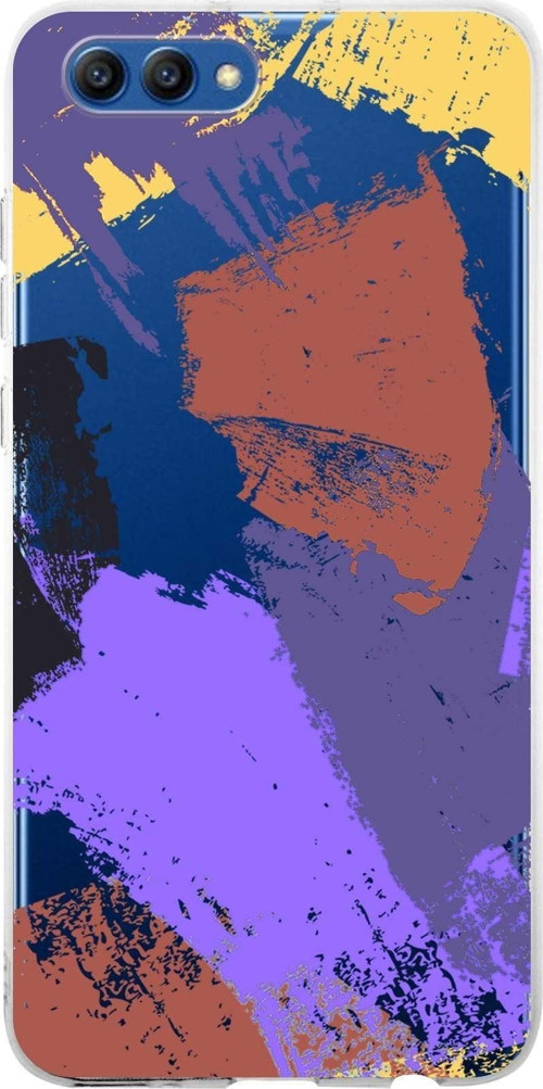 Huawei Honor View 20 Uyumlu Kapak Brush Stroke Tasarımlı Şeffaf Silikon Kılıf