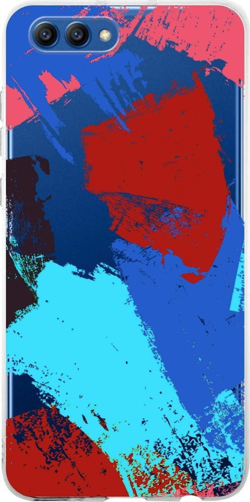 Huawei Honor View 20 Uyumlu Kapak Brush Stroke Tasarımlı Şeffaf Silikon Kılıf
