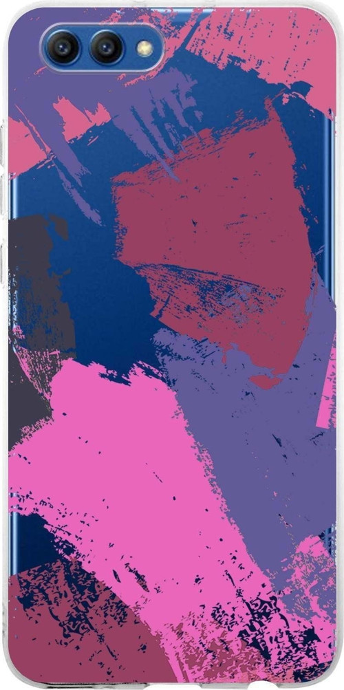 Huawei Honor View 20 Uyumlu Kapak Brush Stroke Tasarımlı Şeffaf Silikon Kılıf