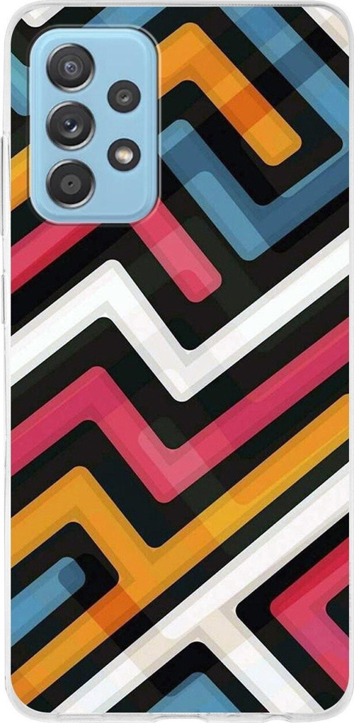 Galaxy A52 Uyumlu Kapak Labirent Grafiti Tasarımlı Şeffaf Silikon Kılıf