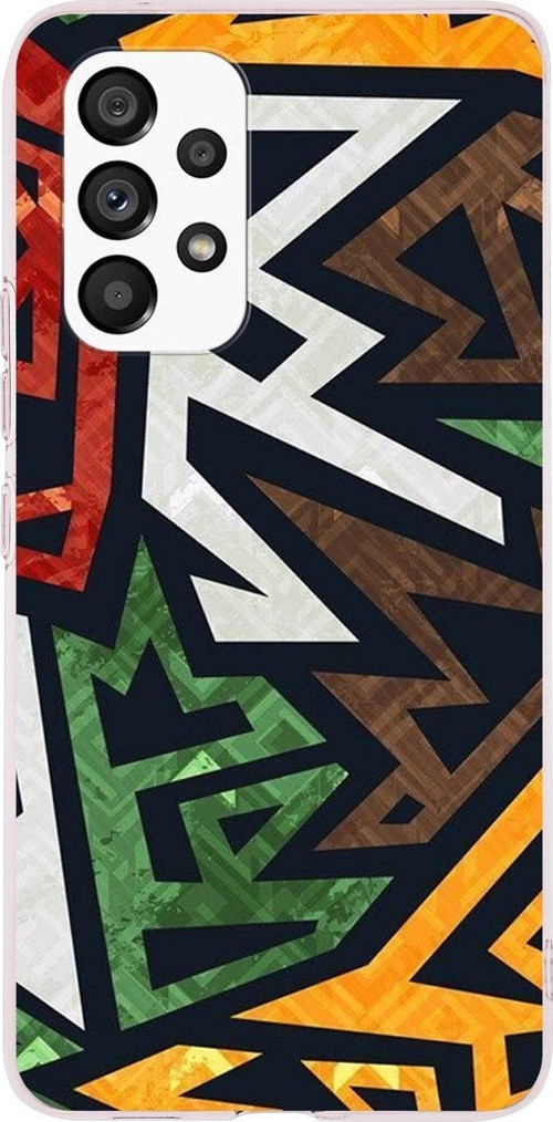 Galaxy A53 Uyumlu Kapak Soyut Grafiti Tasarımlı Şeffaf Silikon Kılıf