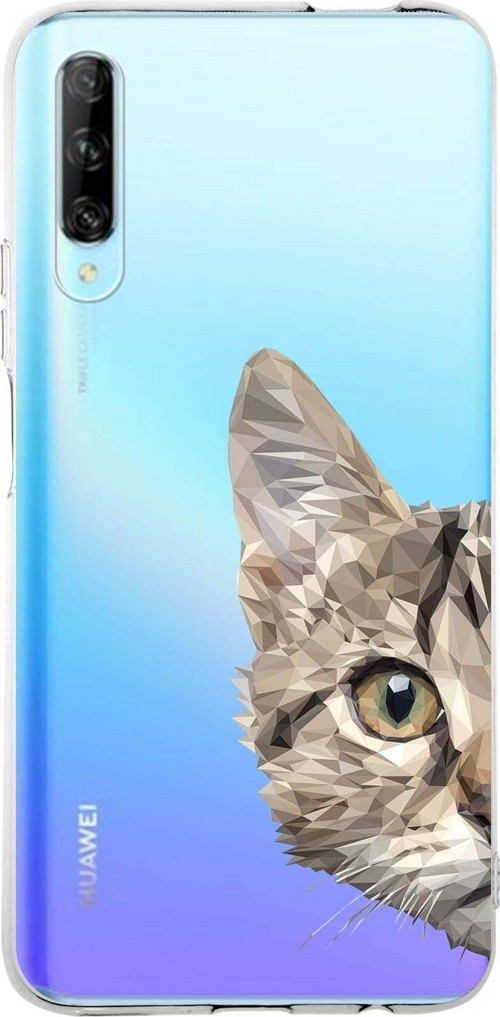 Huawei P Smart Pro Uyumlu Kapak Catface Tasarımlı Şeffaf Silikon Kılıf