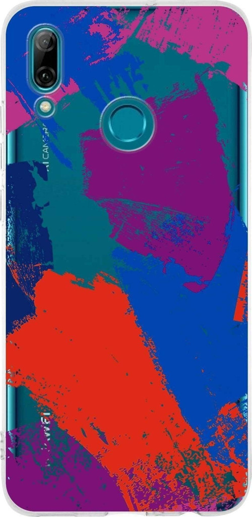 Huawei P Smart 2019 Uyumlu Kapak Brush Stroke Tasarımlı Şeffaf Silikon Kılıf