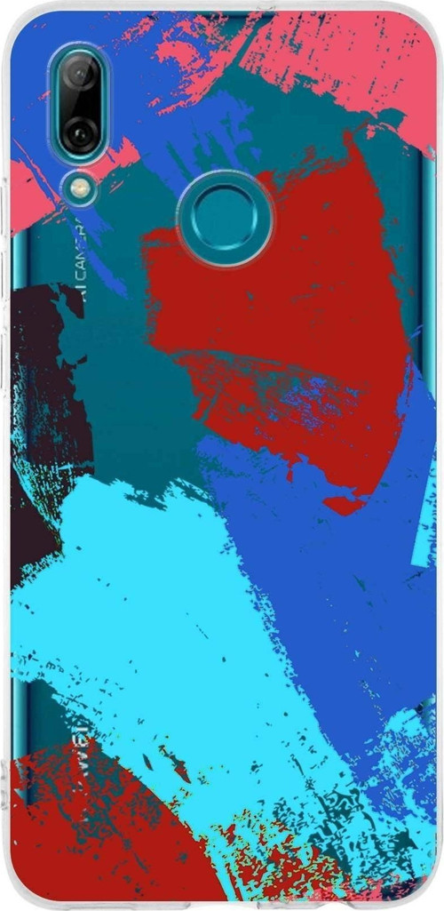 Huawei P Smart 2019 Uyumlu Kapak Brush Stroke Tasarımlı Şeffaf Silikon Kılıf