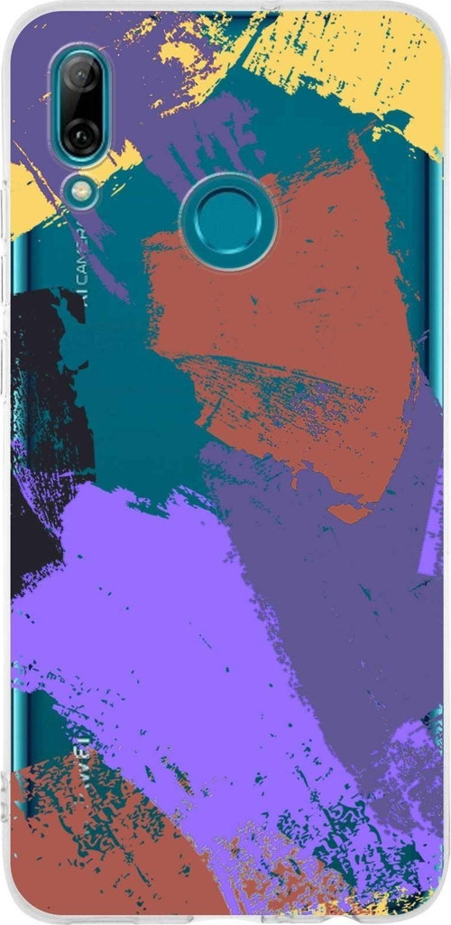 Huawei P Smart 2019 Uyumlu Kapak Brush Stroke Tasarımlı Şeffaf Silikon Kılıf