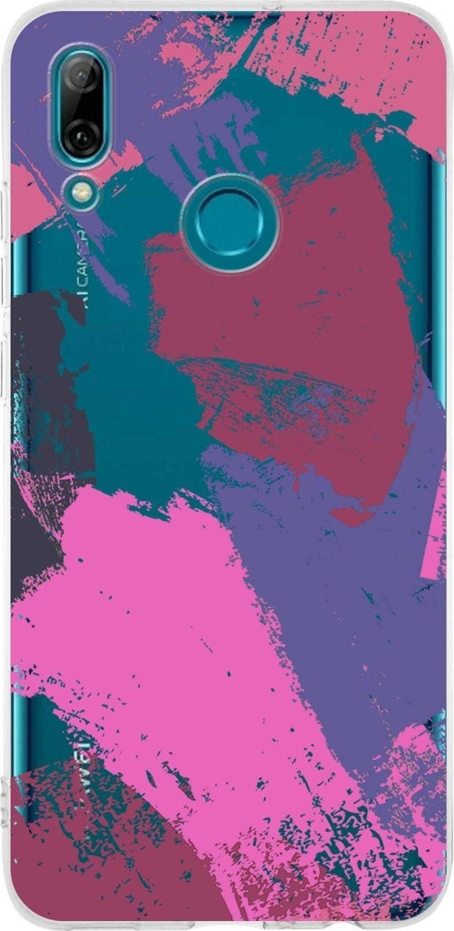 Huawei P Smart 2019 Uyumlu Kapak Brush Stroke Tasarımlı Şeffaf Silikon Kılıf