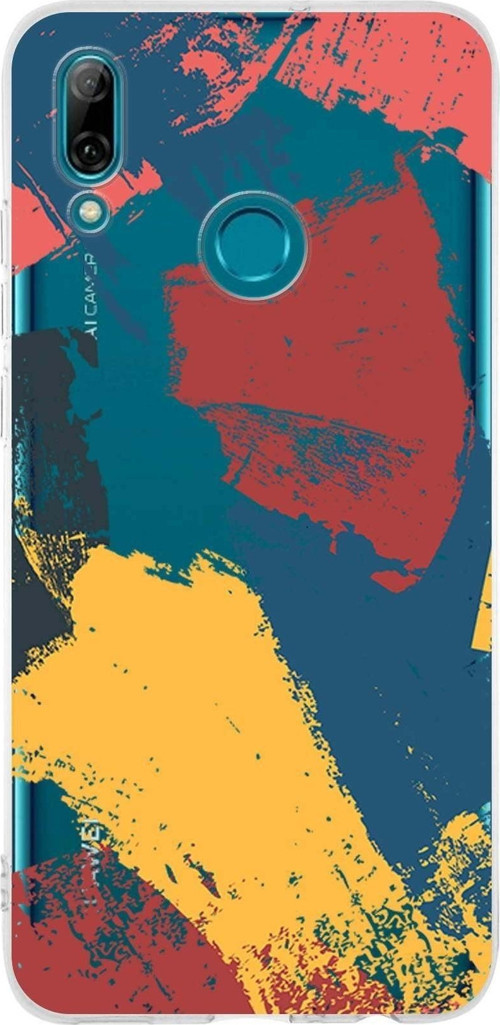 Huawei P Smart 2019 Uyumlu Kapak Brush Stroke Tasarımlı Şeffaf Silikon Kılıf