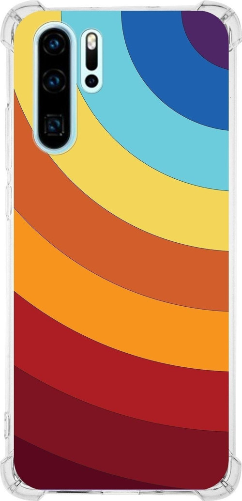 Huawei P30 Pro Köşe Korumalı Antişok Kapak Renk Cümbüşü Tasarımlı Şeffaf Kılıf