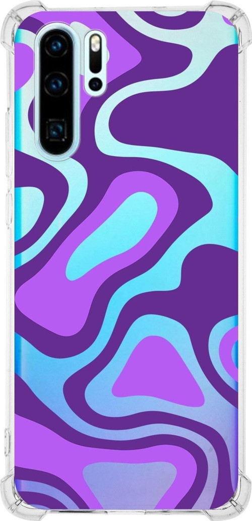 Huawei P30 Pro Köşe Korumalı Antişok Kapak Renkli Desen Tasarımlı Şeffaf Kılıf