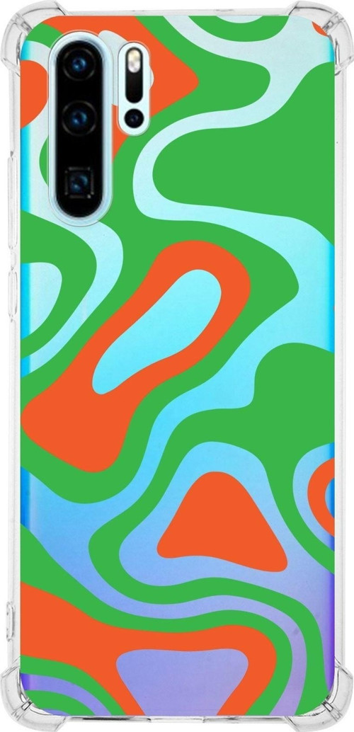 Huawei P30 Pro Köşe Korumalı Antişok Kapak Renkli Desen Tasarımlı Şeffaf Kılıf