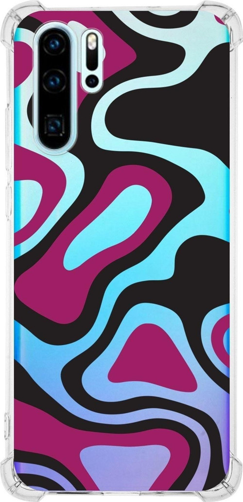 Huawei P30 Pro Köşe Korumalı Antişok Kapak Renkli Desen Tasarımlı Şeffaf Kılıf