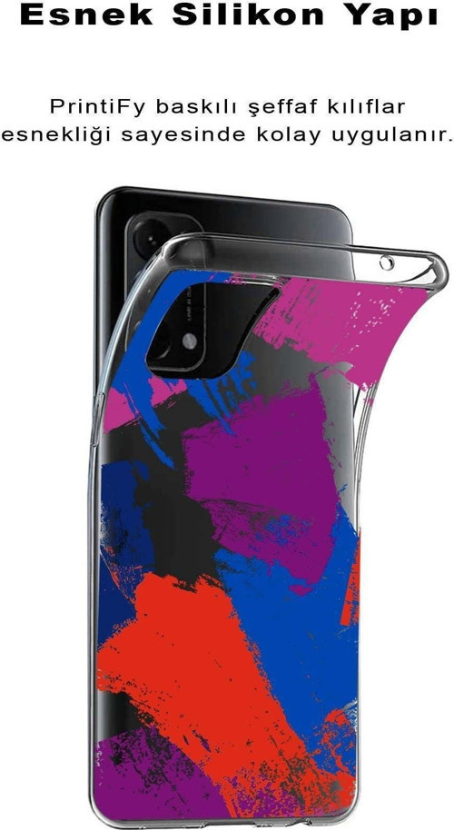 Huawei P Smart Z Uyumlu Kapak Brush Stroke Tasarımlı Şeffaf Silikon Kılıf