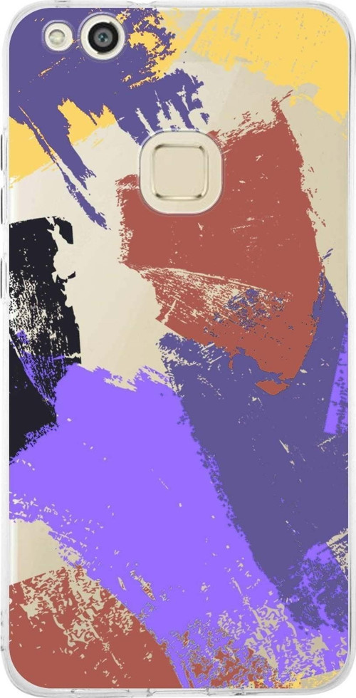 Huawei P10 Lite Uyumlu Kapak Brush Stroke Tasarımlı Şeffaf Silikon Kılıf