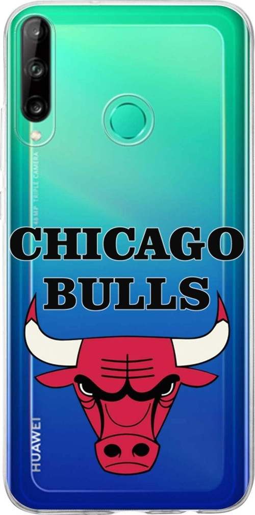 Huawei P40 Lite E Uyumlu Kapak Chicago Bulls Tasarımlı Şeffaf Silikon Kılıf