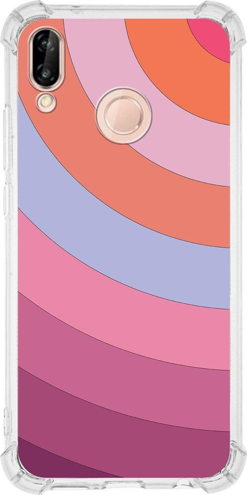 Huawei P20 Lite Köşe Korumalı Antişok Kapak Renk Cümbüşü Tasarımlı Şeffaf Kılıf