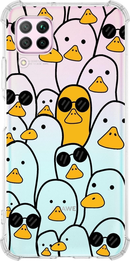 Huawei P40 Lite Köşe Korumalı Antişok Kapak Duck Tasarımlı Şeffaf Kılıf