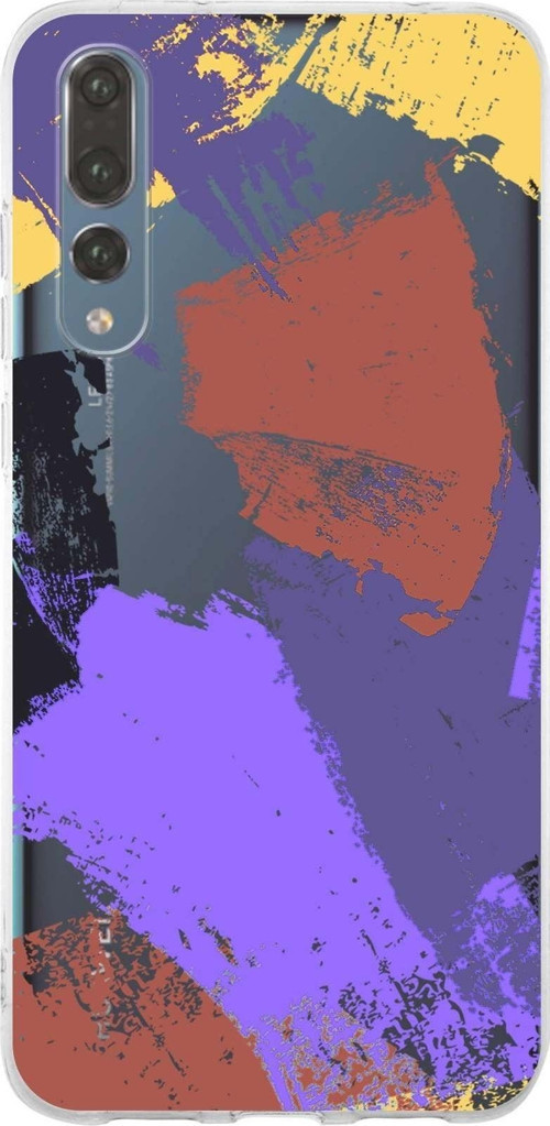 Huawei P20 Pro Uyumlu Kapak Brush Stroke Tasarımlı Şeffaf Silikon Kılıf