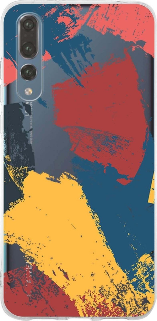 Huawei P20 Pro Uyumlu Kapak Brush Stroke Tasarımlı Şeffaf Silikon Kılıf
