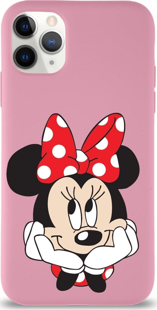 Iphone 11 Pro Max Lansman Kılıf Minnie Mouse Tasarımlı Altı Kapalı Içi Kadife Kaplı Kapak Uyumlu