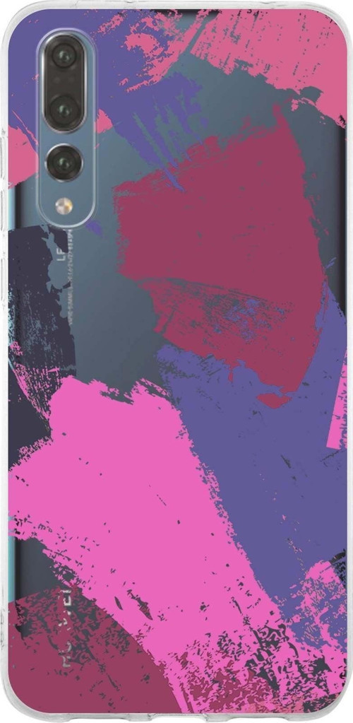 Huawei P20 Pro Uyumlu Kapak Brush Stroke Tasarımlı Şeffaf Silikon Kılıf