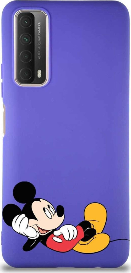 Huawei P Smart 2021 Soft Premier Kapak Mickey Mouse-F Tasarımlı Silikon Kılıf - Mor