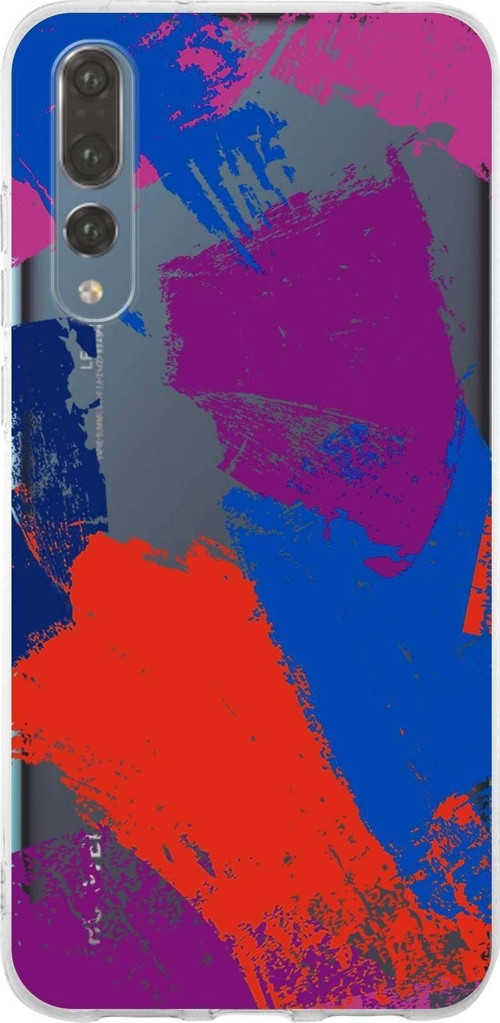 Huawei P20 Pro Uyumlu Kapak Brush Stroke Tasarımlı Şeffaf Silikon Kılıf