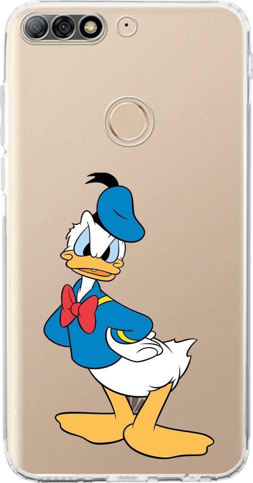 Huawei Y7 2018 Kamera Korumalı Kapak Donald Duck Tasarımlı Şeffaf Kılıf