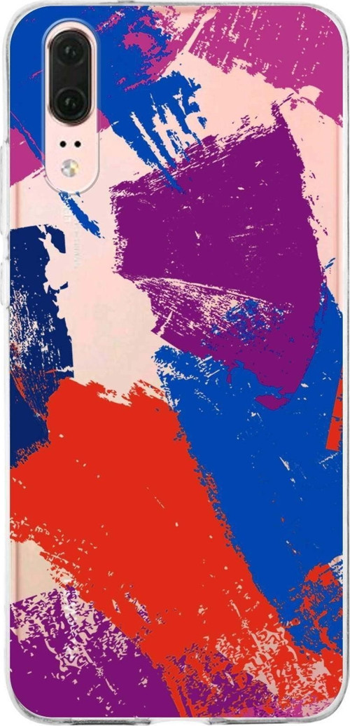 Huawei P20 Uyumlu Kapak Brush Stroke Tasarımlı Şeffaf Silikon Kılıf