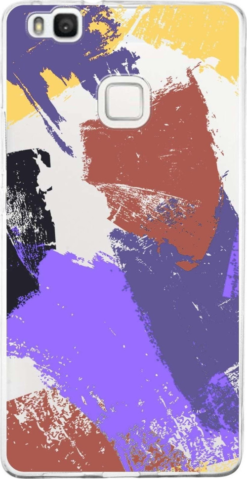 Huawei P9 Lite Uyumlu Kapak Brush Stroke Tasarımlı Şeffaf Silikon Kılıf