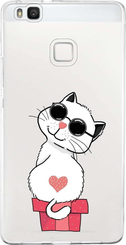 Huawei P9 Lite Uyumlu Kapak Coolcat Tasarımlı Şeffaf Silikon Kılıf