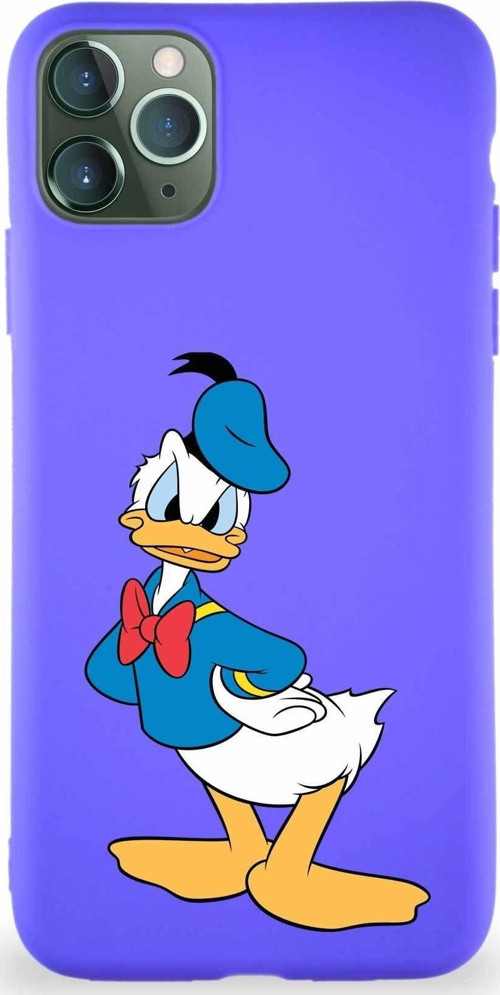 Iphone 11 Pro Max Uyumlu Soft Premier Kapak Donald Duck-D Tasarımlı Silikon Kılıf - Mor