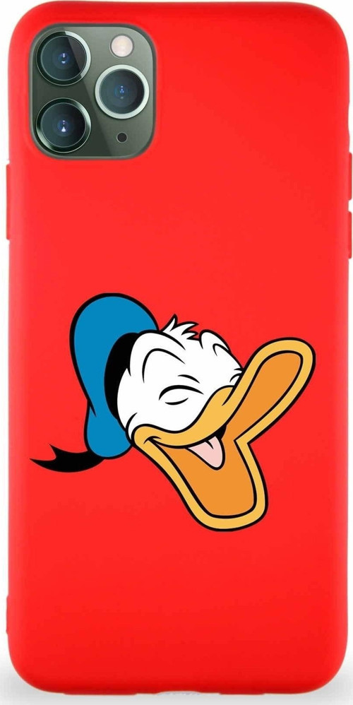 Iphone 11 Pro Max Uyumlu Soft Premier Kapak Donald Duck-E Tasarımlı Silikon Kılıf - Kırmızı