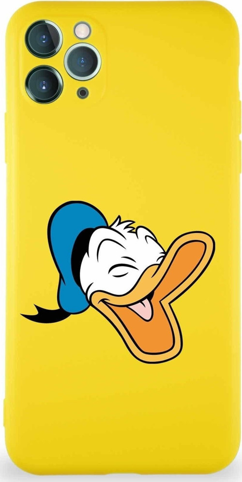 Iphone 11 Pro Max Uyumlu Soft Premier Kapak Donald Duck-E Tasarımlı Silikon Kılıf - Sarı