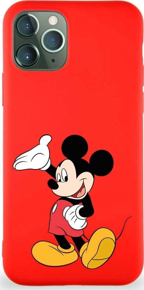 Iphone 11 Pro Soft Premier Kapak Mickey Mouse-C Tasarımlı Silikon Kılıf - Kırmızı Uyumlu