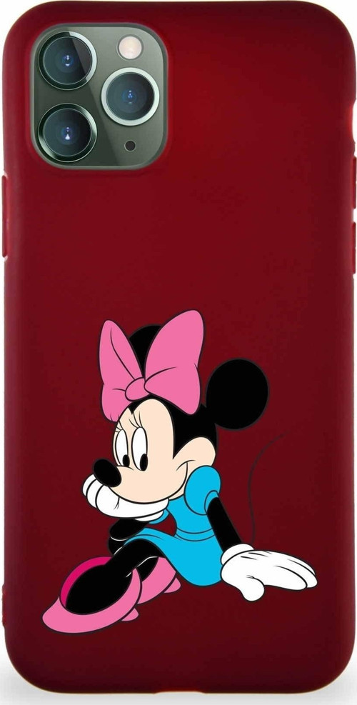 Iphone 11 Pro Soft Premier Kapak Minnie Mouse-E Tasarımlı Silikon Kılıf - Mürdüm