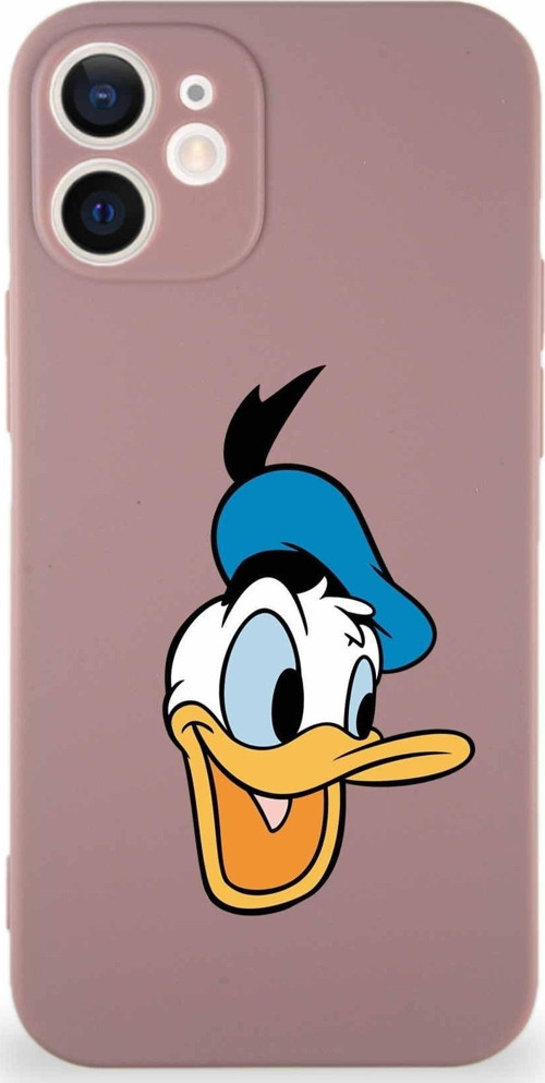 Iphone 12 Uyumlu Soft Premier Kapak Donald Duck-A Tasarımlı Silikon Kılıf - Pudra