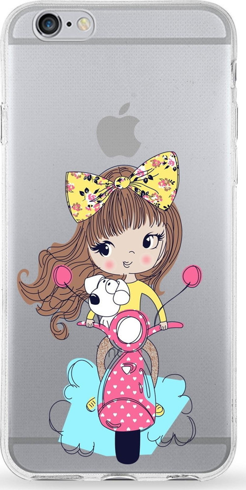 Iphone 6S Plus Uyumlu Kapak Vespa Girl Tasarımlı Şeffaf Silikon Kılıf